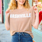 Taupe Pop-Up Embroidered "NASHVILLE" Ribbed Top