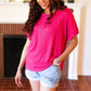 Be Your Best Fuchsia Cable Knit Dolman Short Sleeve Sweater Top