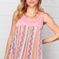 Coral & Peach Two-Tone Boho Print Back Tie Tank