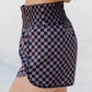 Checkered Elastic Waist Shorts