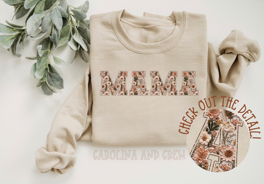 Mauve Floral Faux-Appliqué Sweatshirt - 7-10 BIZ DAY TAT