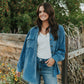 Can't Miss It Corduroy Shacket - Blue