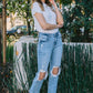 Lovervet Full Size Amari Destroyed High Rise Crop Straight Jeans