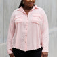 White Birch Full Size Relaxed Fit Frayed Hemline Button Down Top