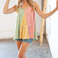 Sage Color Block Floral V Neck Swing Tank Top