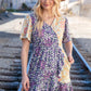 Navy Surplice Ditzy Floral Ruffle Hem Midi Dress