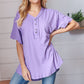 Lilac Cotton Button Down Placard Out Seam Top