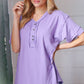 Lilac Cotton Button Down Placard Out Seam Top