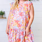Lilac & Peach Floral Yoke Poplin Woven Dress