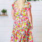 Multicolor Floral Boho Elastic Waist Ruffle Midi Dress