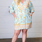 Light Blue Boho Challis Surplice Pocketed Dress