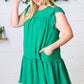 Green Yoke Poplin Woven Dress