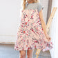 Blush Floral Crinkle Rayon & Terry Babydoll Tiered Dress