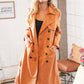 Rust Suede Double Breasted Belted Trench Coat