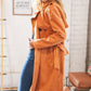 Rust Suede Double Breasted Belted Trench Coat