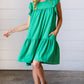 Green Yoke Poplin Woven Dress