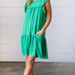 Green Yoke Poplin Woven Dress