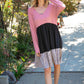 Rib Tiered Leopard Color Block Tiered Pocketed Dress