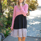 Rib Tiered Leopard Color Block Tiered Pocketed Dress