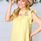 Light Yellow Floral Embroidered Ruffle Top