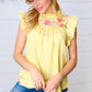 Light Yellow Floral Embroidered Ruffle Top