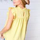 Light Yellow Floral Embroidered Ruffle Top