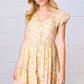 Yellow Floral Button Up Lined Dress