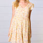 Yellow Floral Button Up Lined Dress