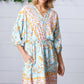 Light Blue Boho Challis Surplice Pocketed Dress