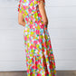 Multicolor Floral Boho Elastic Waist Ruffle Midi Dress