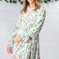 Sage Watercolor Mock Neck Multi-Tiered Dress