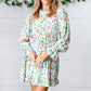 Sage Watercolor Mock Neck Multi-Tiered Dress