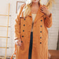 Rust Suede Double Breasted Belted Trench Coat