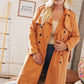 Rust Suede Double Breasted Belted Trench Coat