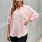 White Birch Full Size Relaxed Fit Frayed Hemline Button Down Top