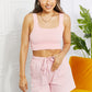 Zenana Daily Grind Ribbed Square Neck Cropped Tank in Pink