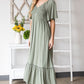 HEYSON Full Size Smocked Pocket Midi Dress in Sage