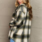 Zenana By The Fireplace Oversized Plaid Shacket in Olive