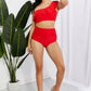 Marina West Swim Seaside Romance Ruffle One-Shoulder Bikini in Red