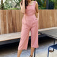 Petal Dew Frill Trim Square Neck Tie Back Overalls with Pockets