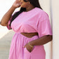 HEYSON Summer Field Full Size Cutout T-Shirt Dress in Carnation Pink