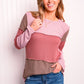 Heimish Full Size Color Block Exposed Seam Waffle-Knit Top