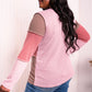 Heimish Full Size Color Block Exposed Seam Waffle-Knit Top