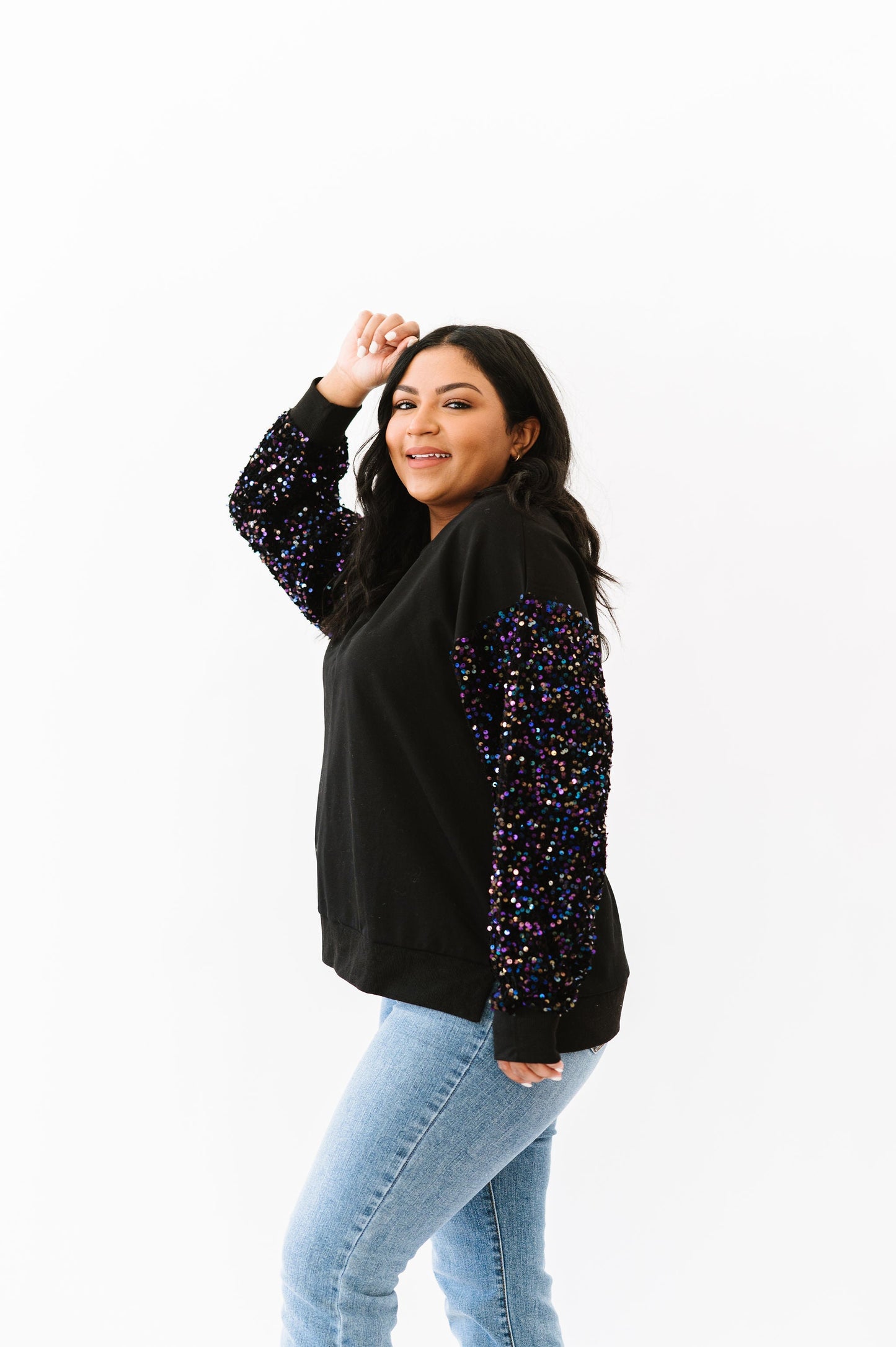 Don't Delay Sequin Sleeve Sweater