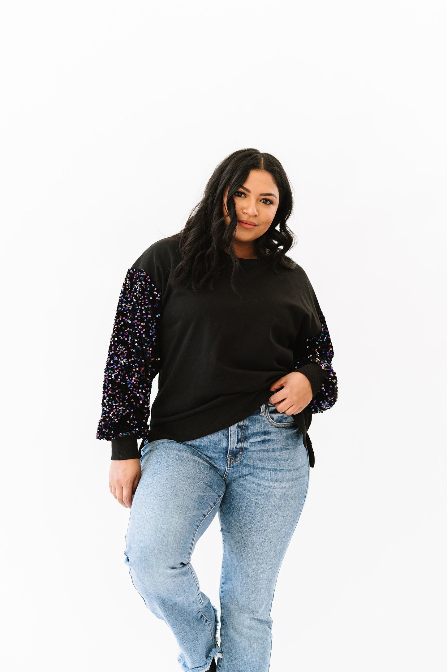 Don't Delay Sequin Sleeve Sweater