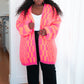 Noticed in Neon Checkered Cardigan in Pink and Orange
