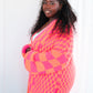 Noticed in Neon Checkered Cardigan in Pink and Orange