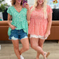 Flirty and Thriving Floral Flutter Sleeve Top in Peach