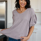 Pleasantly Perfect Bubble Sleeve Peasant Blouse