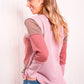 Heimish Full Size Color Block Exposed Seam Waffle-Knit Top